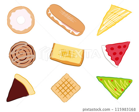 Bread and baked goods illustration set Bread and baked goods illustration set 115983168