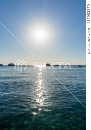 Sunrise over the sea. Panoramic seascape. 115983270