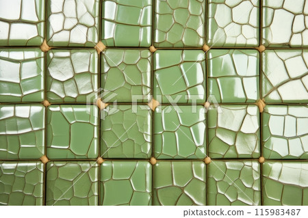 Close-up green metallic object, abstract texture background, Generative AI 115983487