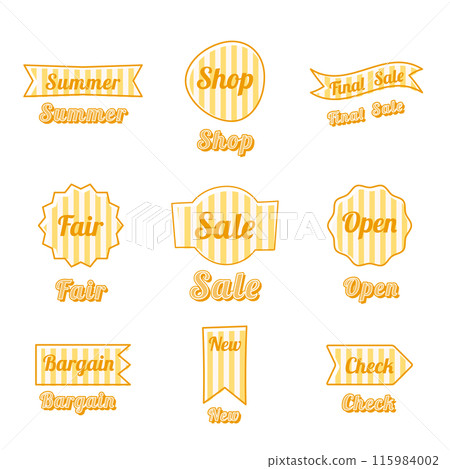 Set of yellow striped labels and frames for sale Set of yellow striped labels and frames for sale 115984002