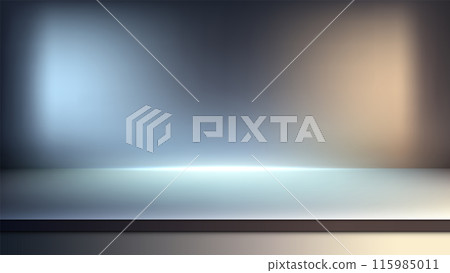 Modern White Floor Stage with Spotlight for Entertainment, Award Ceremony, Product Display, Mockup, Showroom 115985011