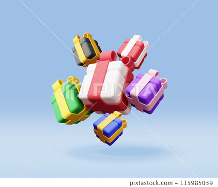 3D gift box pile isolated 3D gift box pile isolated 115985039