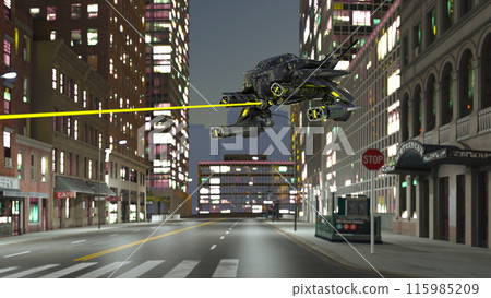 City attacked by spaceships 115985209