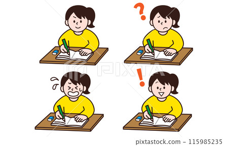 Studying woman illustration set 115985235