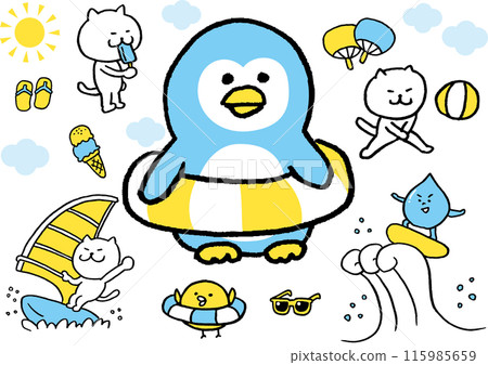 Cute summer illustration set 115985659
