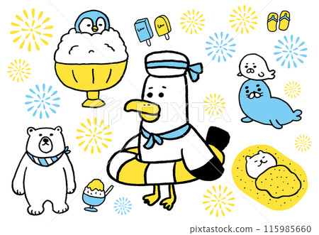 Cute summer illustration set Cute summer illustration set 115985660