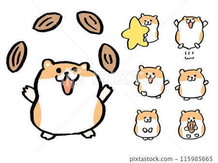 Cute chubby hamster character illustration 115985665