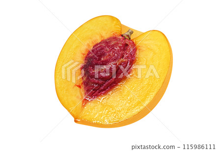 Golden peach illustration, realistic, white background 115986111