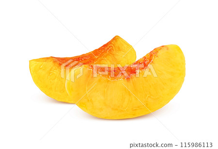 Golden peach illustration, realistic, white background Golden peach illustration, realistic, white background 115986113