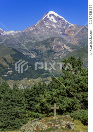 Mount Kazbek and the Cross 115986155