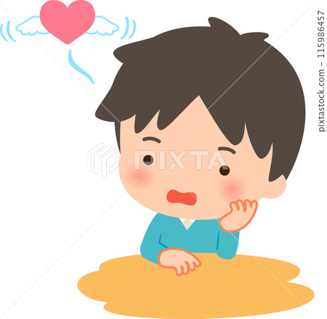 一個男人托著下巴,看起來心不在焉 一個男人托著下巴,看起來心不在焉 115986457