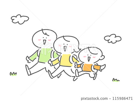 A family going out with a smile and backpacks 115986471
