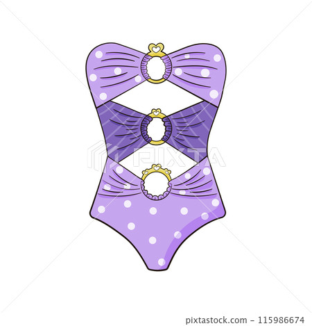 Colorful summer one piece pastel violet swimsuit with metal circle halter top 115986674