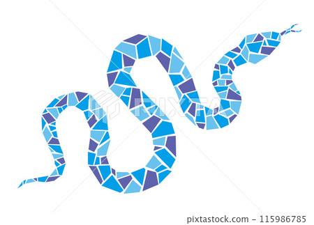 蛇年新年賀卡材料馬賽克插畫 蛇年新年賀卡材料馬賽克插畫 115986785