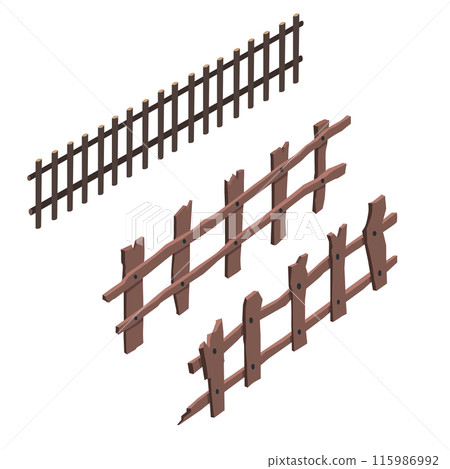 Vector wooden fence over the white background 115986992