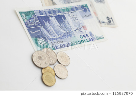 A little old world money series, Singapore dollar, taken on a white background 115987070
