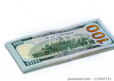 scrolled stack of dollar bills 115987533