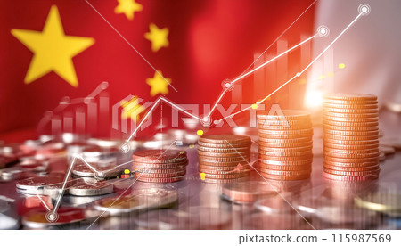CG illustration: Stock chart showing the rise in Chinese stock prices 115987569