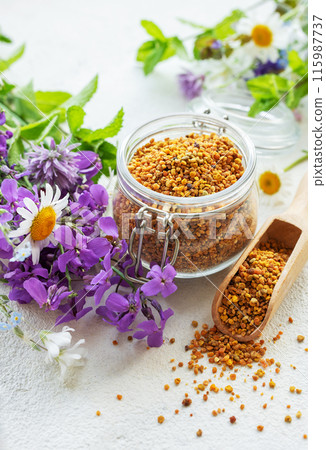 Healthy bee pollen grains Healthy bee pollen grains 115987737