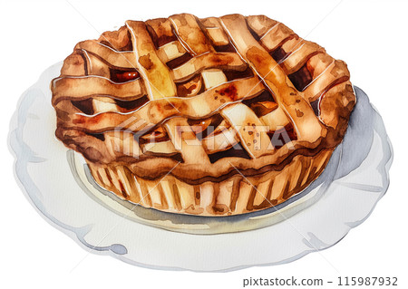 蘋果派水彩風格插畫“AI生成圖像” 蘋果派水彩風格插畫“AI生成圖像” 115987932