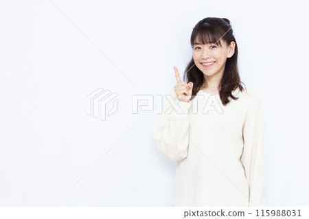 woman pointing finger 115988031
