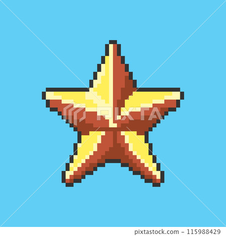 Pixel art golden star game asset design 115988429