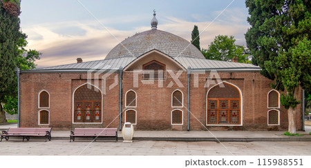 Juma Mosque of Ganja, Azerbaijan, with its red bricks facade 115988551