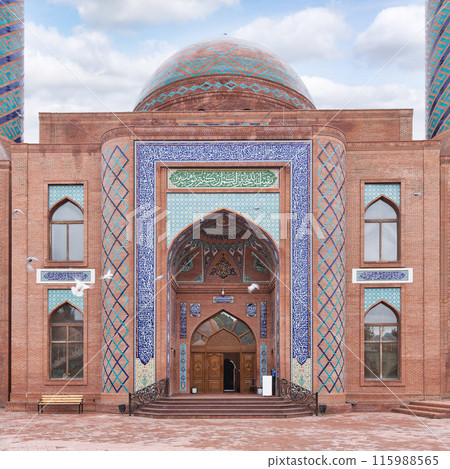 Entrance of Imamzadeh Mausoleum or Goy Imam Mosque in Ganja Azerbaijan 115988565