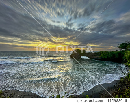 Tanah Lot Temple in Bali Indonesia - nature and architecture background long exposure Tanah Lot Temple in Bali Indonesia - nature and architecture background long exposure 115988646