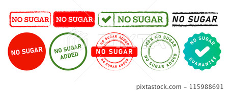 no sugar rubber stamp label sticker sign for free sweetener product health nutrition 115988691