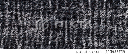 Texture velvet black and gray background from soft upholstery textile, macro. Abstract velour fabric 115988759
