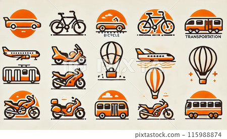 Transportation icon set 115988874