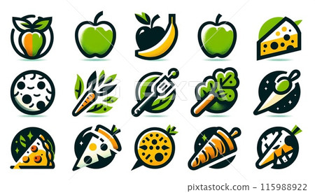 Green food icon collection 115988922