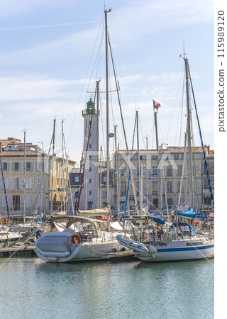 Summer holiday destinations concept; Yachts in the berth in the Atlantic ocean 115989120