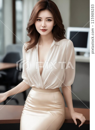 Beautiful young business woman in a tight skirt Beautiful young business woman in a tight skirt 115989283