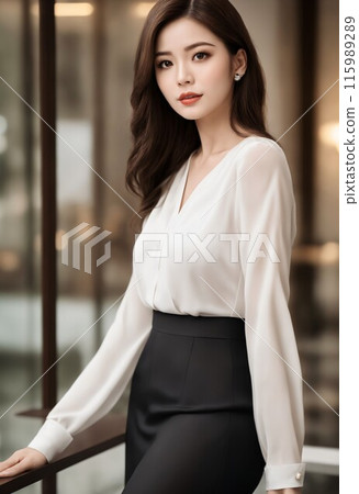 Beautiful young career woman looking back 115989289