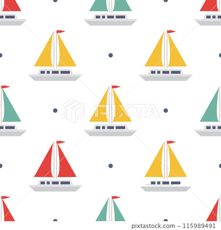 Cute yacht seamless pattern Cute yacht seamless pattern 115989491