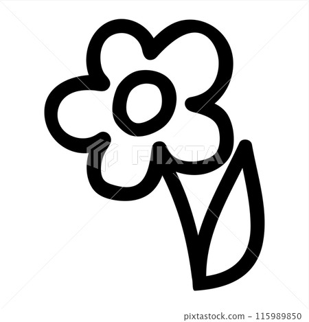 Flower doodle hand drawn with black line isolated on white background 115989850