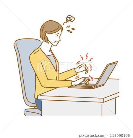 Menopausal symptoms in women: Stiffness, pain, and numbness in the hands make typing on a keyboard difficult Menopausal symptoms in women: Stiffness, pain, and numbness in the hands make typing on a keyboard difficult 115990106