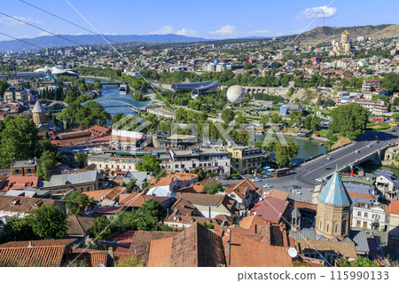 Tbilisi cityscape and Holy Trinity Cathedral 115990133