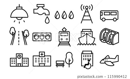 Set of 15 infrastructure icons. 115990412