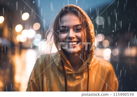 Rainy day, woman "AI generated image" 115990539