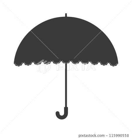 Simple and cute black lace parasol/umbrella icon - Image material for use in both sunny and rainy weather, sun protection, and heat stroke prevention 115990558