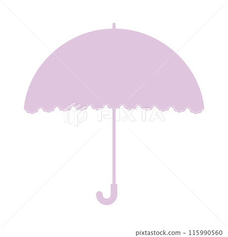 簡單可愛的蕾絲紫色遮陽傘/雨傘圖示-晴雨兼備、遮陽防暑的圖片素材 115990560