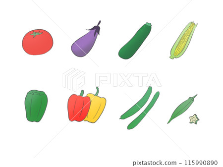 色彩繽紛的夏季蔬菜插圖 115990890