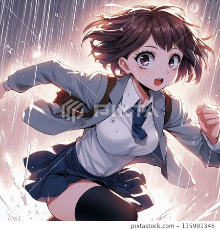 Sudden downpour: High school girl seen sprinting by her crush 115991346