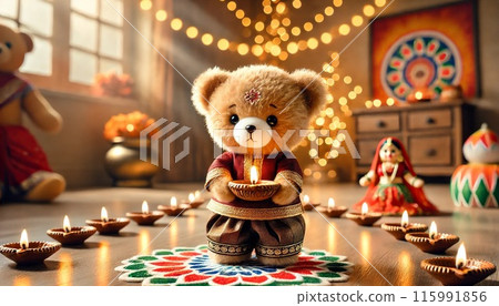 可愛的熊慶祝排燈節 115991856