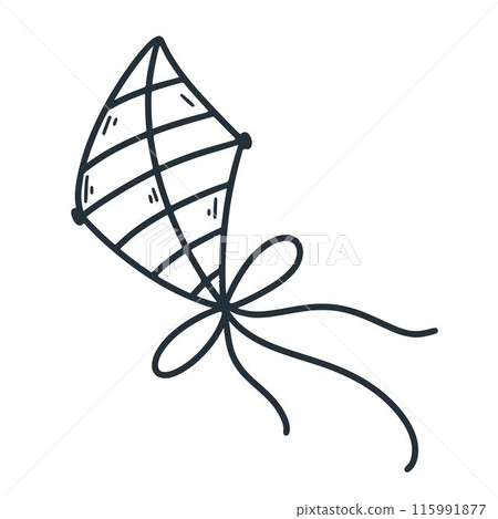 Striped kite hand drawn illustration 115991877