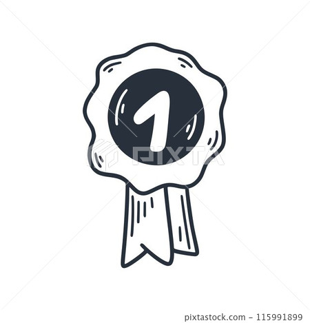 Winner medal doodle sketch style 115991899