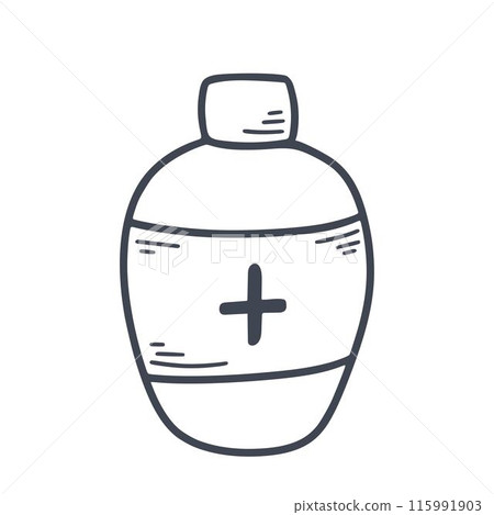 Hand sanitizer jar doodle sketch style illustration Hand sanitizer jar doodle sketch style illustration 115991903